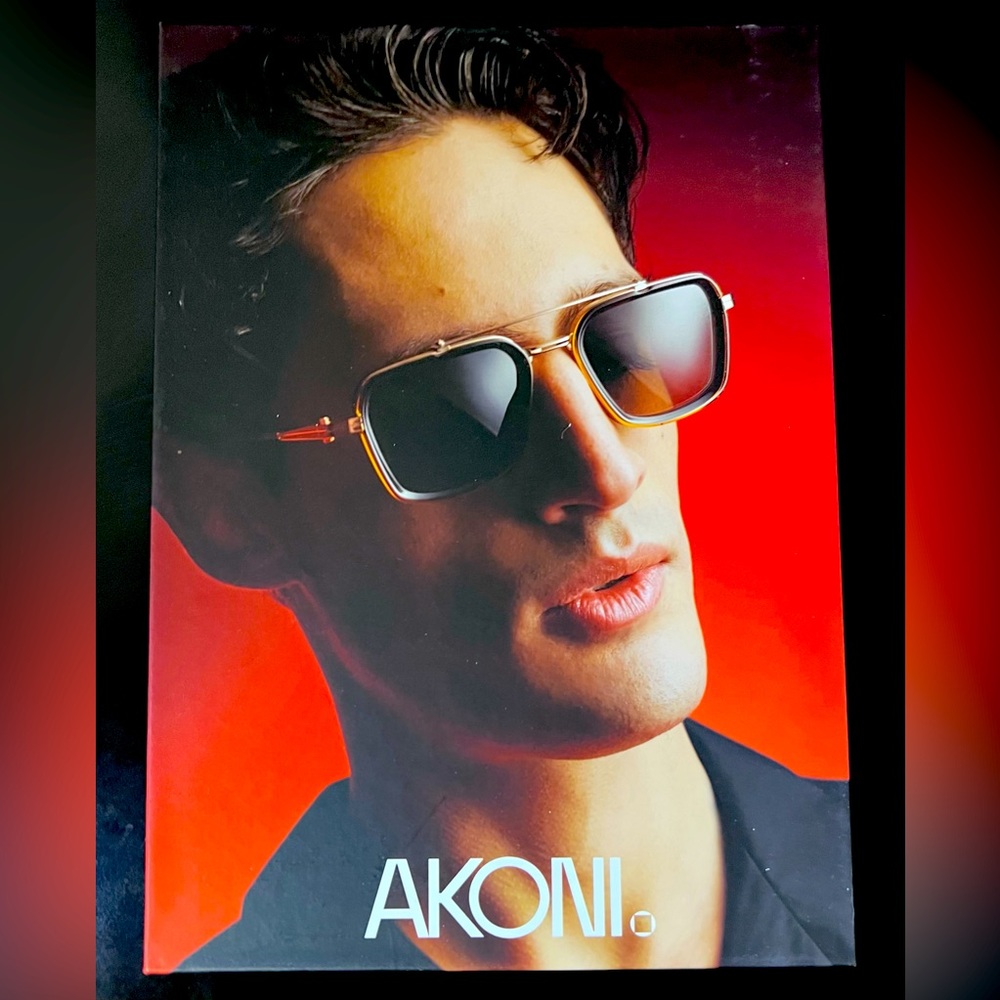 Akoni Eyewear In-Store CounterCard Logo & Model Branded 8.5 x 11 3/4 Inches-New